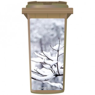 Fresh Snow On A Branch Wheelie Bin Sticker Panel